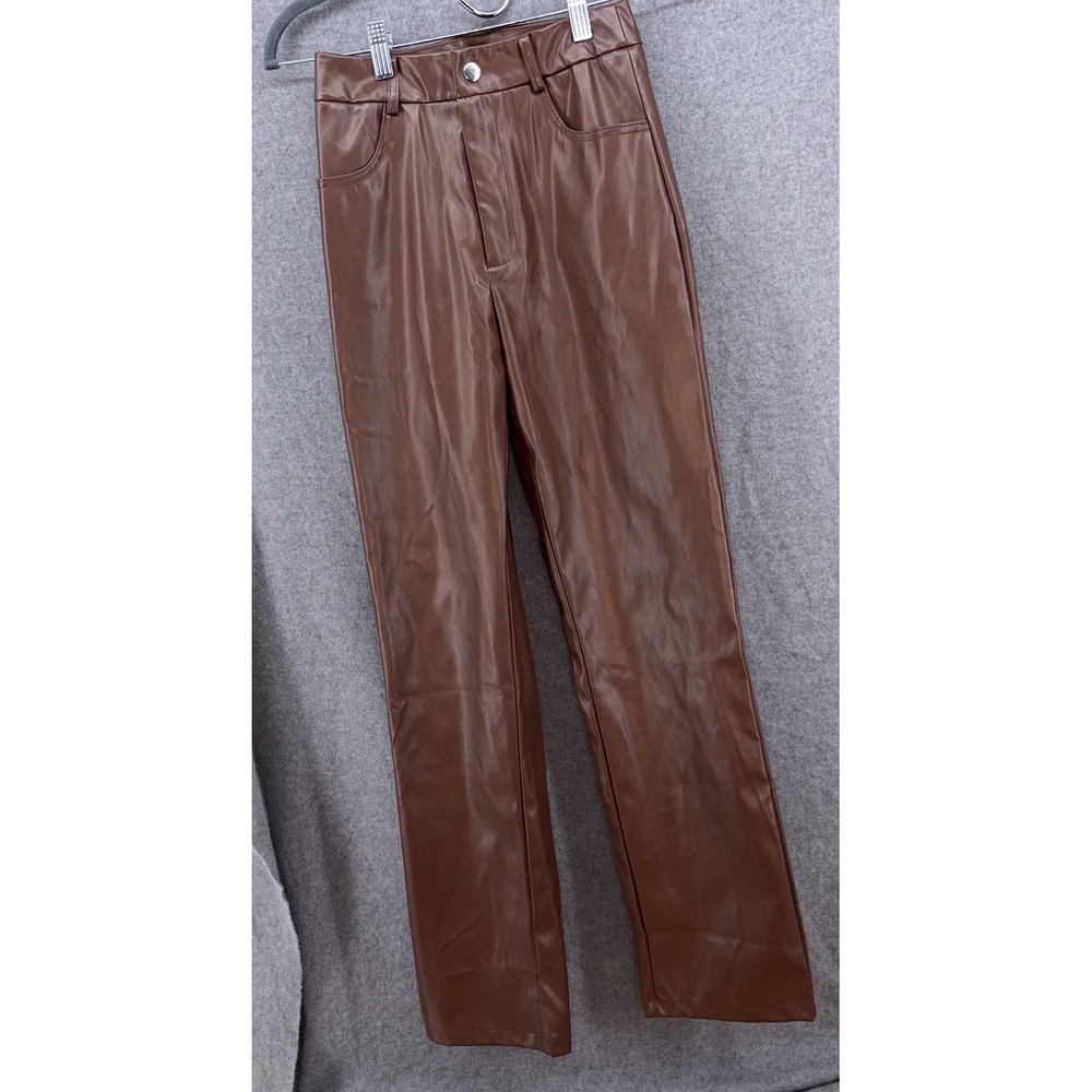 Princess Polly Love Vegan Faux Leather Pants‎ Brown Size 2 New